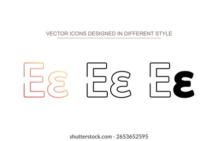 Diseño de icono de epsilon con fondo blanco