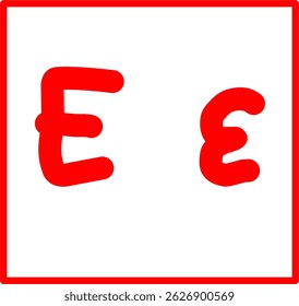 epsilon physics symbol in doodle style, red physics symbol hand drawn