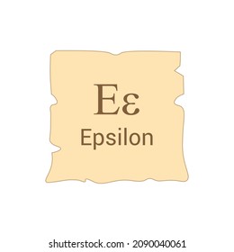 Epsilon symbol icon with name. greek alphabet letter