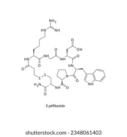 Eptifibatid flache skelettale Molekularstruktur Glykoprotein IIbIIIa-Inhibitoren Arzneimittel zur Behandlung von Thrombosen. Vektorgrafik.