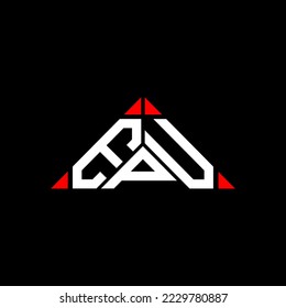 EPU letter logo creative design with vector graphic, EPU simple and modern logo in round triangle shape.