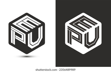 EPU letter logo design with illustrator cube logo, vector logo modern alphabet font overlap style. Premium Business logo icon. White color on black background