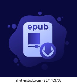 icono de descarga de archivos epub, vector de formato de libro electrónico