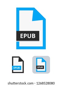 epub file vector icon. Symbol of EPUB electronic publication format for online books. Symbol is isolated on a white background.