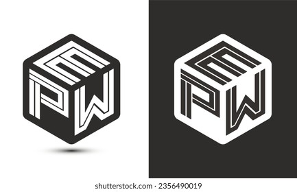 EPW letter logo design with illustrator cube logo, vector logo modern alphabet font overlap style. Premium Business logo icon. White color on black background