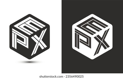 EPX letter logo design with illustrator cube logo, vector logo modern alphabet font overlap style. Premium Business logo icon. White color on black background
