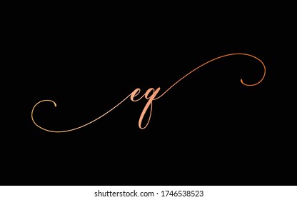 eq Cursive Letter Initial Logo Design, Vector Template