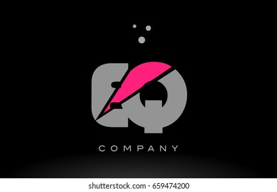 eq e q alphabet letter logo pink grey black creative company vector icon design template