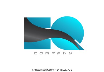 EQ E Q blue black alphabet combination letter logo design suitable for a company or business