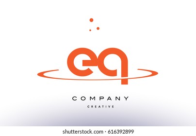 EQ E Q creative orange swoosh dots alphabet company letter logo design vector icon template