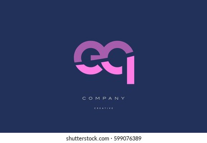 eq e q  pink blue pastel modern abstract alphabet company logo design vector icon template 
