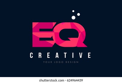 EQ E Q Purple Letter Logo Design with Low Poly Pink Triangles Concept