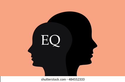 eq emotional question with sillhouette human brain head with orange background