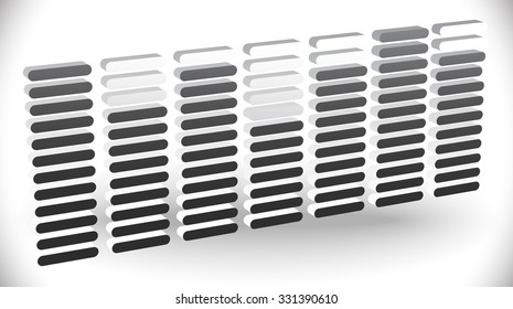 Eq, equalizer with bars. Editable vector illustration.