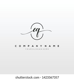EQ handwriting initial logo template vector.