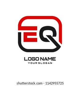 EQ initial box letter logo template vector