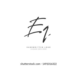 EQ Initial handwriting or handwritten logo for identity. Logo with hand drawn style.