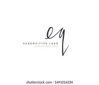 EQ Initial handwriting or handwritten logo for identity. Logo with hand drawn style.