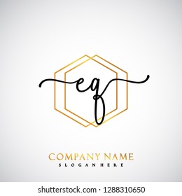 EQ Initial Handwriting logo template vector