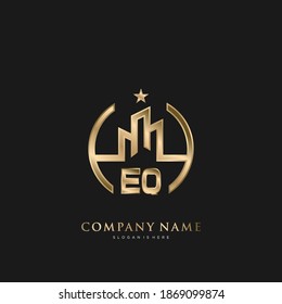 EQ Letra inicial inmobiliario casa de lujo arte vectorial para empresas, edificios, arquitectura