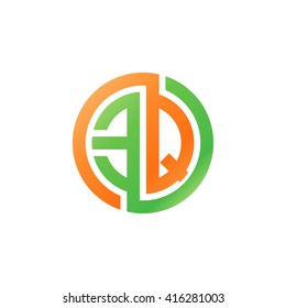 EQ initial letters linked circle logo orange green