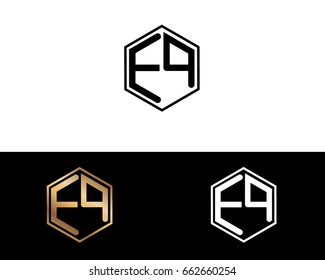 EQ initial letters linked with hexagon shape logo



