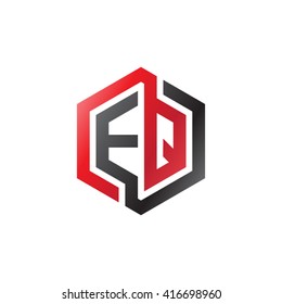 EQ initial letters loop linked hexagon logo black red