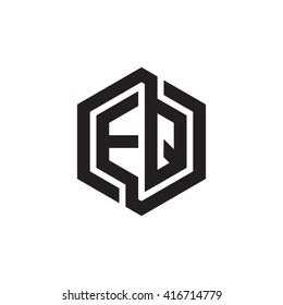 EQ initial letters loop linked hexagon monogram logo