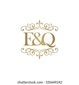 E&Q Initial logo. Ornament ampersand monogram golden logo