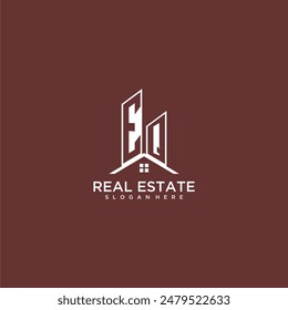 EQ initial monogram building and roof logo for real estate