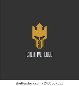 EQ initial monogram logo for gaming with creative king spartan image design