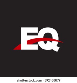 EQ initial overlapping swoosh letter logo white red black background