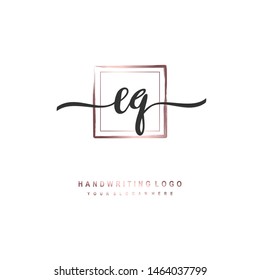 EQ initial signature logo. handwriting logo template vector,