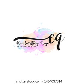 EQ initial signature logo. handwriting logo template vector,