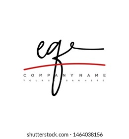 EQ initial signature logo. handwriting logo template vector,