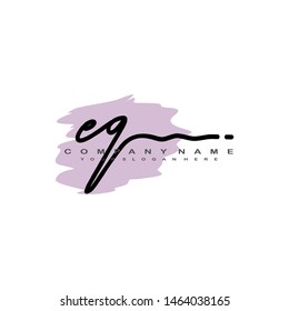 EQ initial signature logo. handwriting logo template vector,