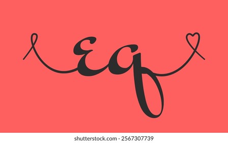 EQ initial wedding monogram calligraphy vector illustration. Hand drawn lettering e and q love logo design for valentines day poster, greeting card, photo album, banner print or tattoo.