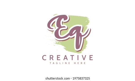 EQ Initials, handwriting logo vector