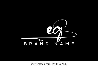 EQ letter beauty handwriting vector logo. 