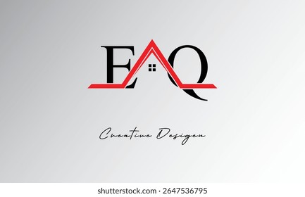 EQ Letter House Logo – Creative Real Estate Monogram with Roof Icon and Home Shape for Property, Architecture and Modern Branding

