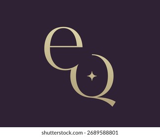 Diseño de icono de logotipo de letra EQ. Monograma de las iniciales de lujo de estilo clásico.