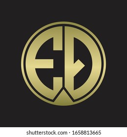 EQ Logo monogram circle with piece ribbon style on gold colors