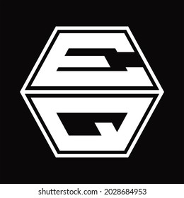 EQ Logo monogram with hexagon shape up and down blackground design template