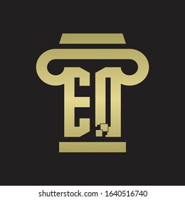 EQ Logo monogram with pillar style design template with gold colors