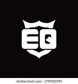 EQ Logo monogram with shield around crown shape design template