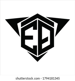 Monograma del logotipo EQ con flecha de alas alrededor de la plantilla de diseño sobre fondo blanco