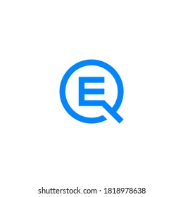 EQ monogram logo in blue color.