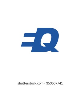 EQ negative space letter logo blue
