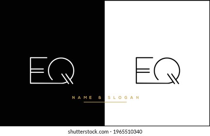 Monograma del logotipo de las letras abstractas EQ, QE