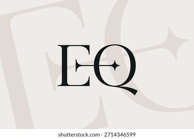 Diseño de icono de logotipo de letra EQ o QE. Monograma de las iniciales de lujo de estilo clásico.